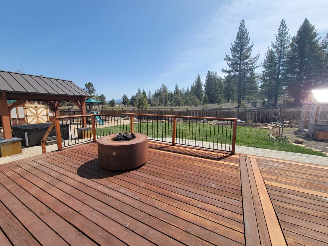 Fire pit on back deck | Truckee Home