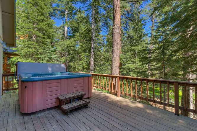 Spacious deck facing greenbelt | Tahoe Vista home for sale