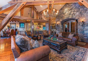 Breathtaking Great Room with Picture Windows and Floor to Ceiling Stone Fireplace | Homes for Sale Lake Tahoe