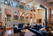 Living Area with Vaulted Ceilings and Picture Windows