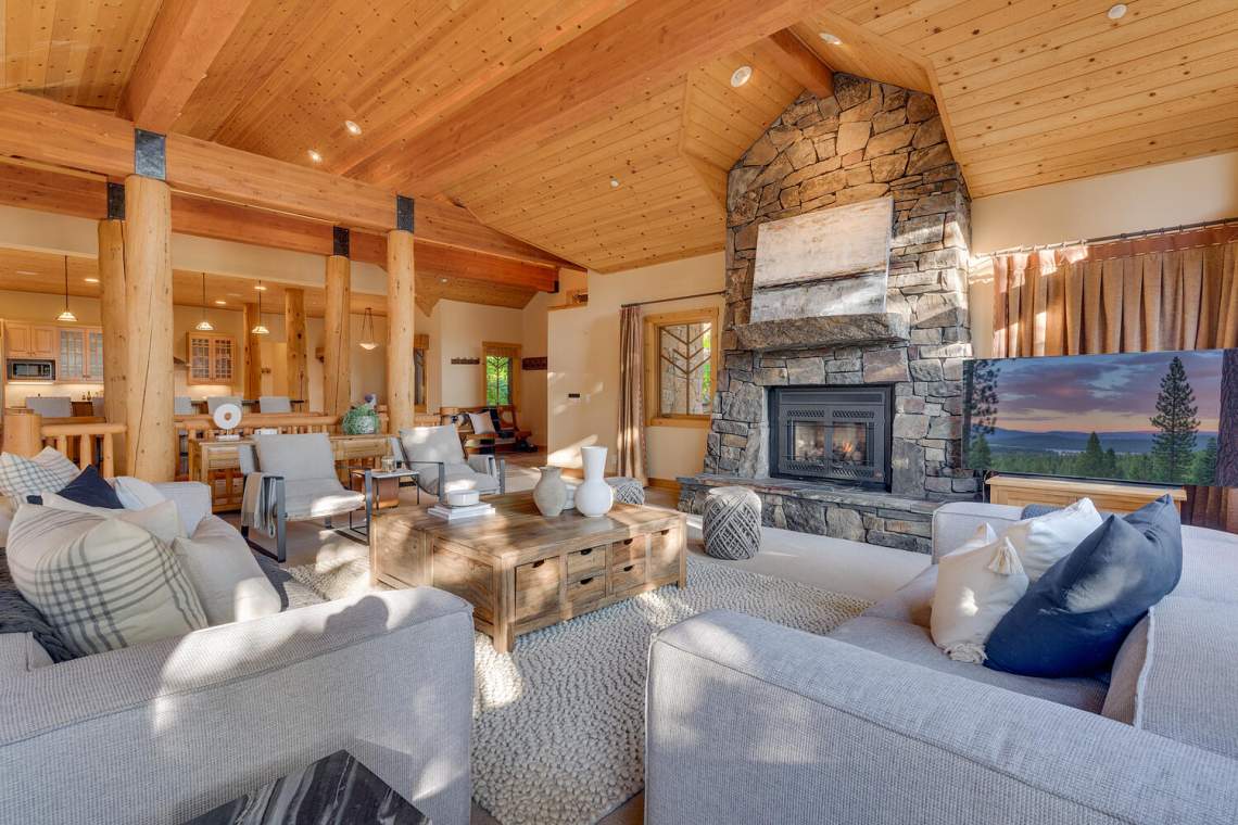 Stone Fireplace | Olympic Valley Retreat