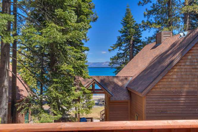 Lake Tahoe Real Estate | 6070 Quail Creek Road | Deck with view of Lake Tahoe