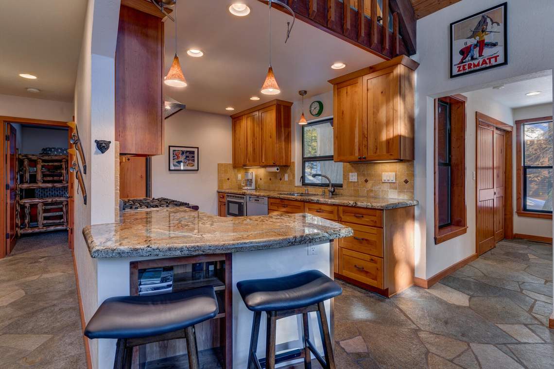 Updated kitchen with island | Tahoe City Ski Chalet