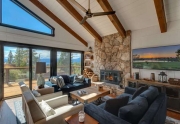 Luxury Lake Tahoe Home for sale | 3185 Meadowbrook Drive | Stunning living room featuring vaulted ceilings