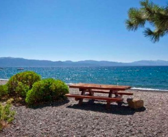 Patton Landing Beach for dog friendly beaches in Lake Tahoe blog post