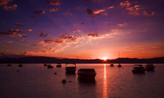 Image of sunset on Majestic Lake Tahoe for Breathtaking Timelapse of Lake Tahoe California blog post