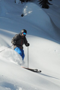 Image of man Powder Skiing in Lake Tahoe for Lake Tahoe Luxury Real Estate