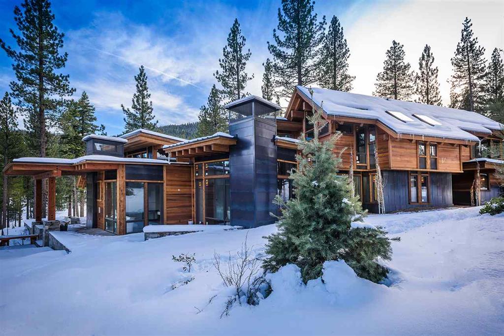 2401 Newhall Court | Truckee Luxury Homes, image of snow covered truckee home for sale with clouds in the sky